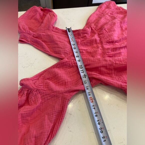 XÍRENA 100% Cotton Gauze Muslin Nissa Tiered Puff Sleeve Mini Coquette Dress XS - Picture 8 of 9